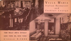 Villa Maria Italian Restaurant New York, NY Postcard Postcard Postcard