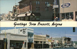 Greetings from Prescott, Arizona - Two Street Views Postcard Postcard Postcard