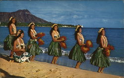 Hula on the Beach at Waikiki Hawaii Postcard Postcard Postcard