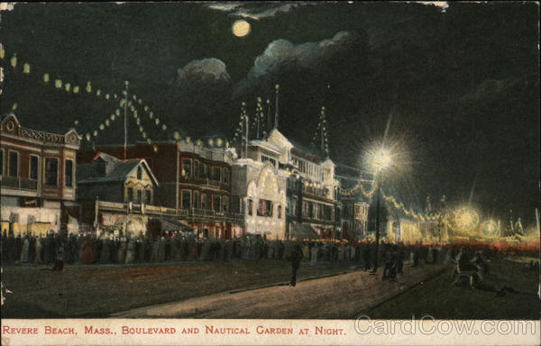 Boulevard and Nautical Garden at Night Revere Beach Massachusetts