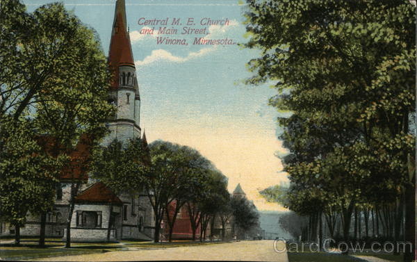 Central Methodist Episcopal Church and Main Street Winona Minnesota