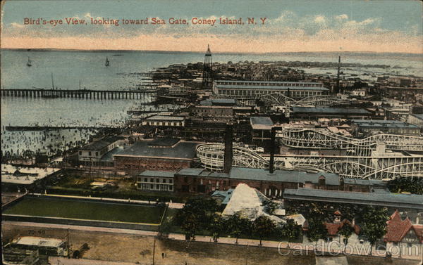 Bird's Eye View Looking towards Sea Gate, Coney Island New York
