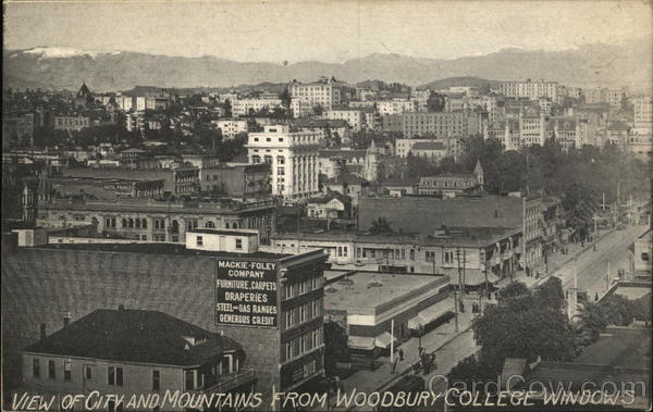 City and Mountains from Windows of Woodbury College Los Angeles California