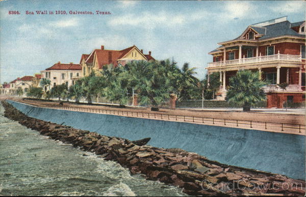 Sea Wall in 1910 Galveston Texas