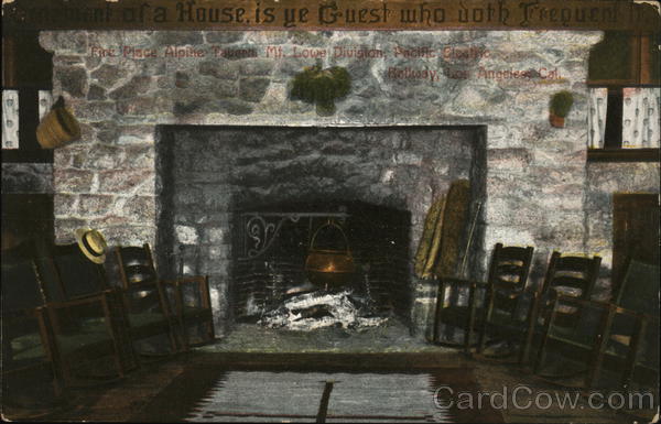 Fire Place, Alpine Tavern, Mt. Lowe Railway Los Angeles California