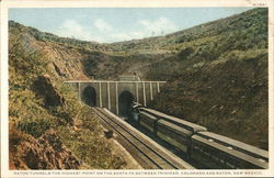 Raton Tunnels - Highest Point on Santa Fe Railroad Railroad (Scenic) Postcard Postcard Postcard