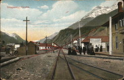 Train Tracks with Mountains in Background Postcard