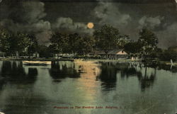 Monnlight on the Meadow Lake Babylon, NY Postcard Postcard Postcard