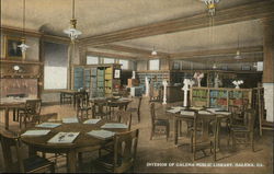 Interior of Galena Public Library Postcard