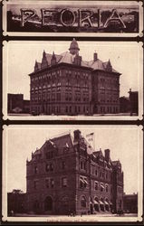 City Hall, Federal Building and Post Office Peoria, IL Postcard Postcard Postcard