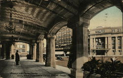 Entrance to the Chateau Laurier showing Grand Trunk Central Station Postcard