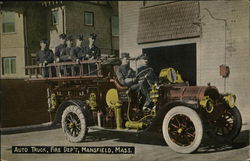 Auto Truck, Fire Department Mansfield, MA Postcard Postcard Postcard