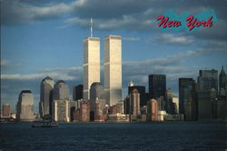 Manhattan and World Trade Center Postcard