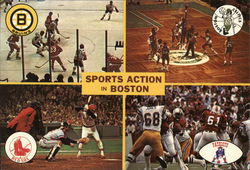 Major League Sports Action Boston, MA Postcard Postcard Postcard