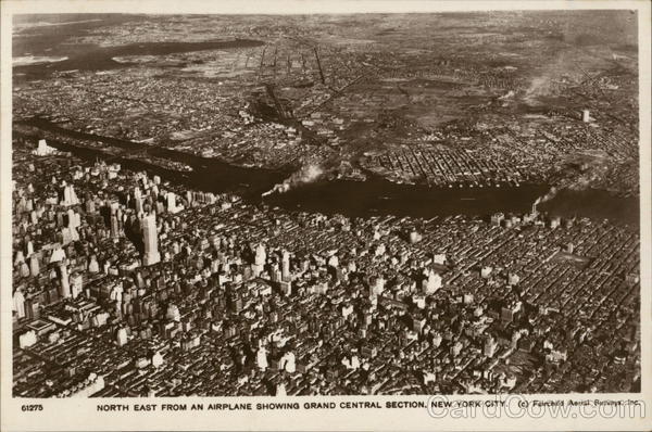 North East from an Airplane Showing Grand Central Section, New York City