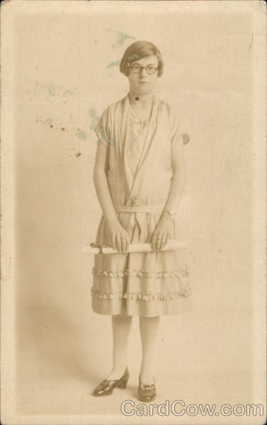 Portrait of Young Girl with Scroll or Diploma Girls
