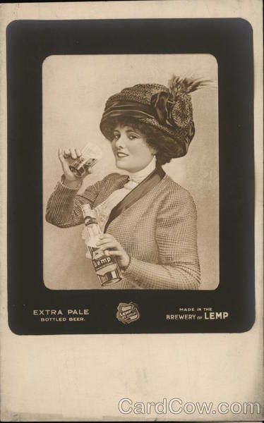Woman Drinking Lemp Beer Advertising