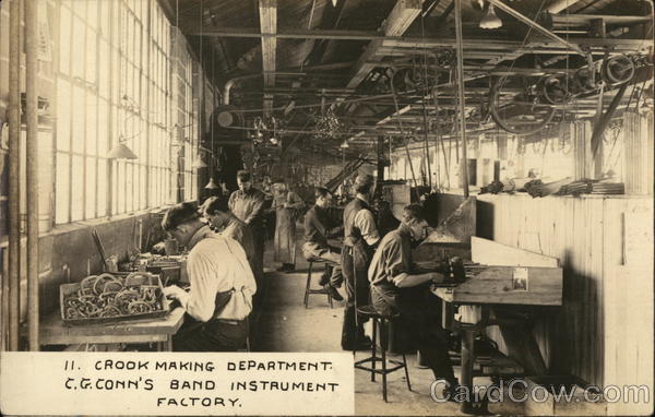 Crook Making Department, C.G. Conn's Band Instrument Factory Elkhart Indiana