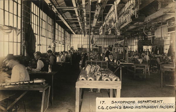 C. G. Conn's Band Instrument Factory - Saxophone Department Elkhart Indiana