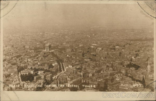 City View from the Top of the Eiffel Tower Paris France