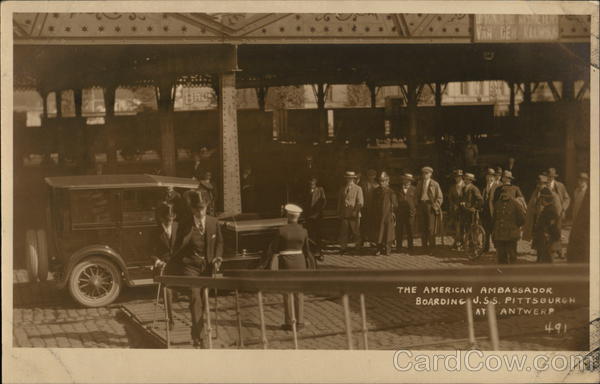 American Ambassador boarding U.S.S. Pittsburgh Antwerp Belgium