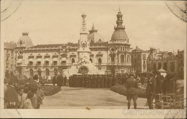 Gathering of People In Front of Ornate Building Cartagena Spain