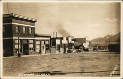 Street Leven Scene of Buildings and Cars Seward, AK Postcard Postcard Postcard