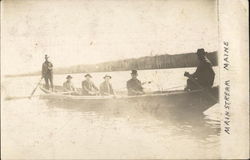 6 Men in a Boat Mainstream, ME Postcard Postcard Postcard