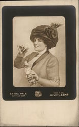 Woman Drinking Lemp Beer Postcard