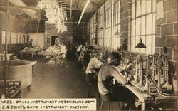 Brass Instrument Assembling Dept., C. G. Conn's Band Instrument Factory Elkhart, IN Postcard Postcard Postcard