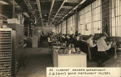 Clarinet Makers Department, C. G. Conn's Band Instrument Factory Elkhart, IN Postcard Postcard Postcard