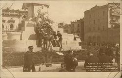 Placing USS Pittsburg's Decoration on Spanish American War Monument Cartagena, Spain Navy Postcard Postcard Postcard