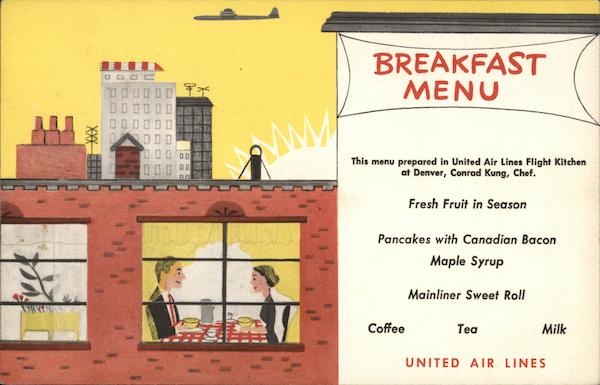 United Air Lines - Breakfast Menu Aircraft