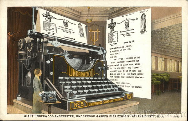 Giant Underwood Typewriter, Underwood Garden Pier Exhibit Atlantic City New Jersey