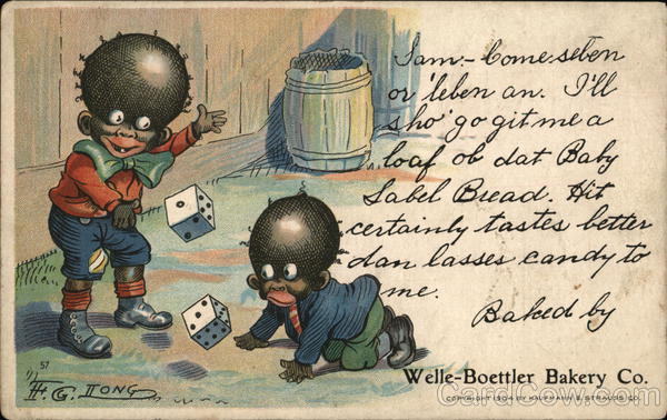 Black Children Playing Dice, Welle Boettler Bakery Co. St. Louis Missouri