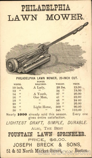 Philadelphia Lawn Mower, Joseph Breck & Sons Boston Massachusetts