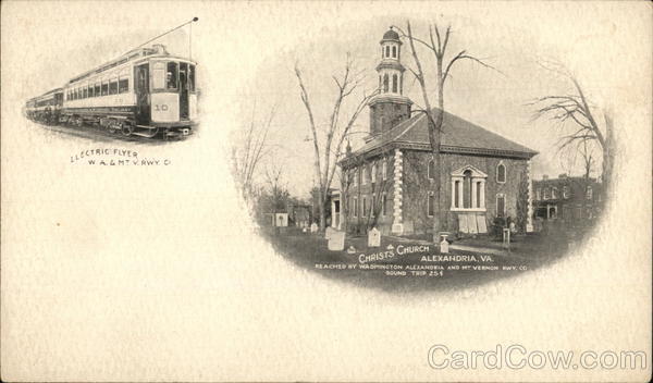 Christ's Church and Electric Flyer - Washington, Alexandria and Mt. Vernon Railway Virginia