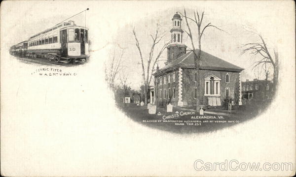 Christ's Church and Electric Flyer, Washington, Alexandria and Mt. Vernon Railway Virginia