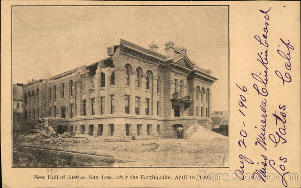 New Hall of Justice after Earthquake, April 18, 1906 San Jose California