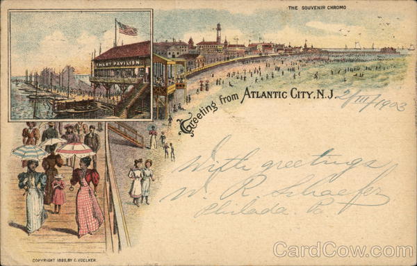 Boardwalk and Beach Atlantic City New Jersey