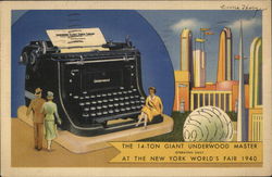 Giant Underwood Master Typewriter 1939 NY World's Fair Postcard Postcard Postcard