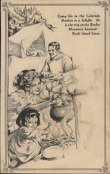 Rocky Mountain Limited - Rock Island Lines - Camp Life Postcard