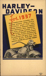 1937 Harley-Davidson Motorcycles Postcard Postcard Postcard