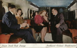 Lower Deck Club Lounge - Northwest Airlines Stratocruiser Airline Advertising Postcard Postcard Postcard