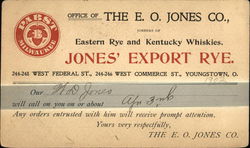 The E. O. Jones Co. - Jones' Export Rye Pabst Youngstown, OH Postcard Postcard Postcard