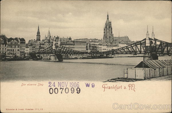 View of City and Bridge Frankfurt Germany