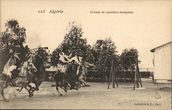 Algérie, Groupe de cavaliers indigènes Algeria Africa