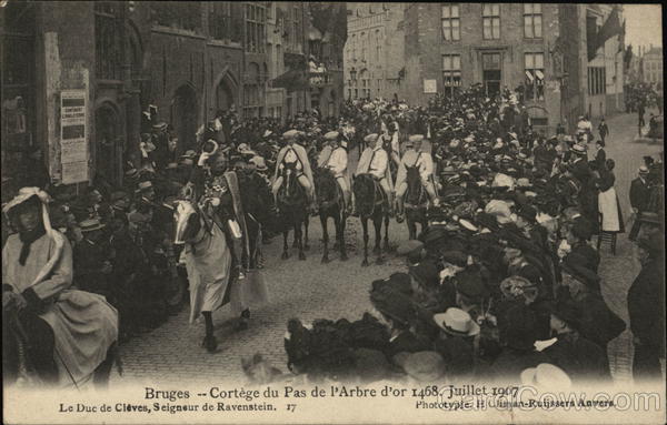 Cortege du Pas de l'Arbre d'or 1468. Juillet 1907 Bruges France