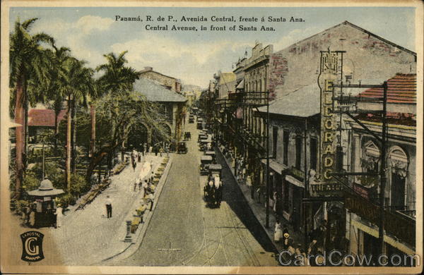 Panama, R. de P., Avenida Central, frente a Santa Ana. Central Avenue, in front of Santa Ana.