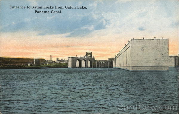 Entrance to Gatun Locks from Gatun Lake. Panama Canal